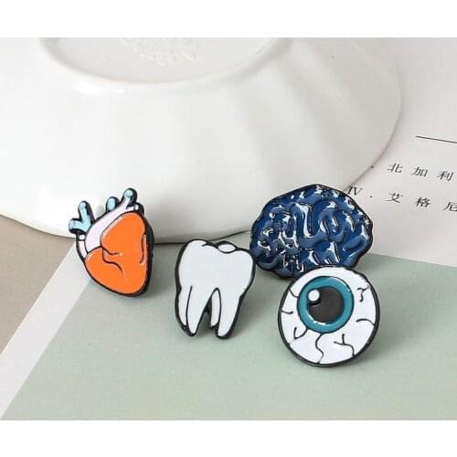 Dental heart organ brooch Classic cartoon icons style enamel pin badge buttons brooch anime lovers shirt denim lapel pin 11