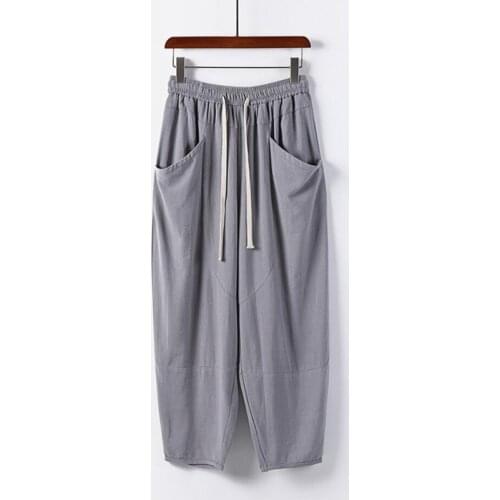Spring Autumn Plus size pants men 5XL 6XL 7XL 8XL 9XL Waist 148cm Cotton linen Loose pants Large size 48 49 145KG