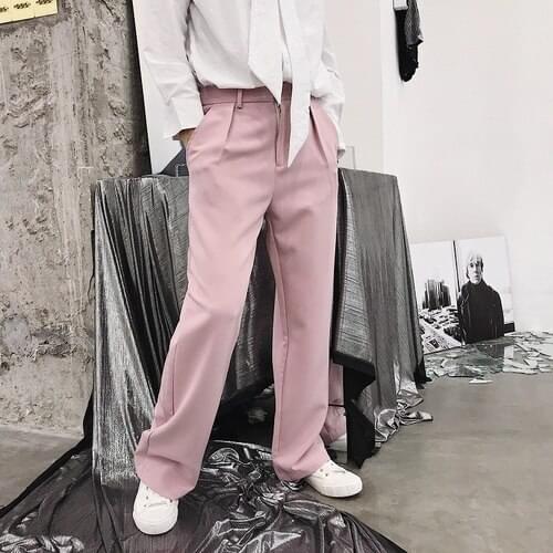 2021 New Men Business Casual Straight Suit Pant Male Women Streetwear Hip Hop Vintage Fashion Trousers Black Pink White
