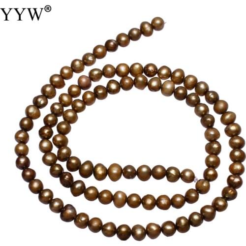 Wholesale Pearls Potato Freshwater Pearl Beads Coffee Color 4.5-5mm 0.8mm 14.5 Inch For Jewelry Making DIY Necklace Bracelet