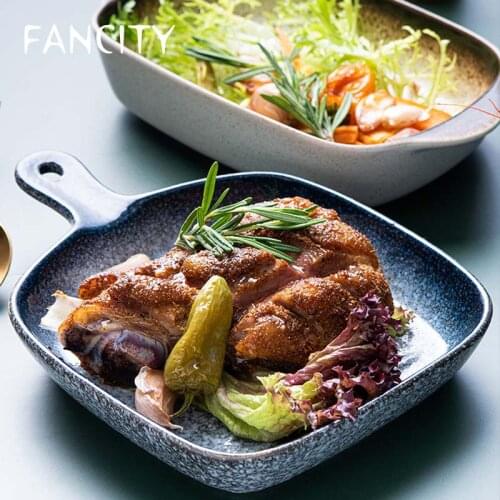 FANCIRY Baking Bowl Baked Rice Tableware Baking Baking Pan Creative Household Oven Special Ceramic Bowl Microwave Plate Binaural