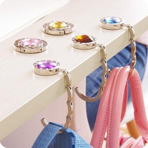 Crystal Table Folding Bag Purse Handbag Hook Hanger Holder Random Colors