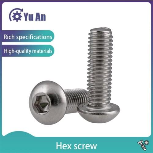 ISO7380 10.9 Nickel-plated Mushroom Head / Semicircular Head Hexagonal Screw Screw M1.6-M5 50Pcs