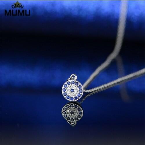 Jewelry Set Lucky Blue Crystal Zircon Stone Ring Earrings Necklace Gold Silver Color Dainty Blue Eye Open Adjustable Jewelry