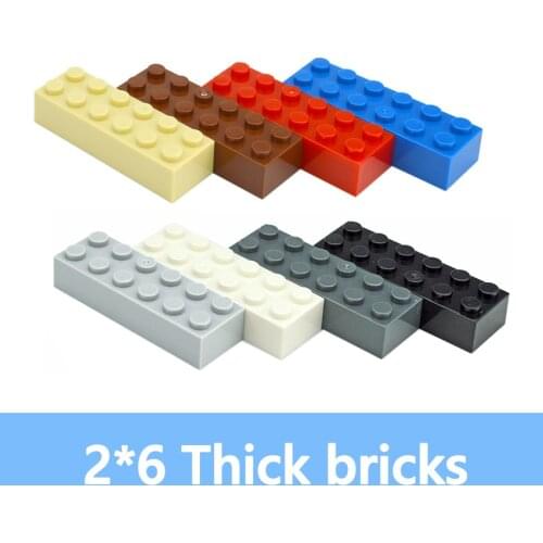 DIY Building Blocks 20PCS Thick Figures Bricks 2x6 Dots Educational Creative Size Compatible With 2456 Plastic Toys for Children