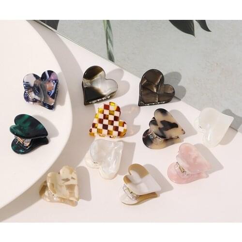 Round Heart shape Mini Hair Claws Tortoiseshell Small Barrette Acetate Geometric Hairpins Leopard Mini Acetate Hair Claws 2021