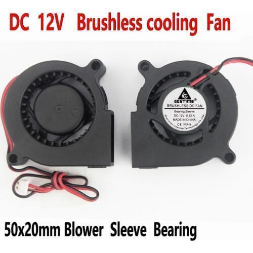 100 Pcs Gdstime 12V 5020s Cooler Cooling Fan Blower DC 12 Volt 50mm Turbo Blower Fan 50mm x 20mm 2Pin