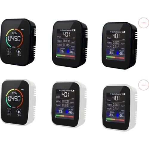 M4YC White/Black CO2 Detector TVOC HCHO Tester Multifunctional 5 in1/3 in1 Air Quality Meter Stronger Core LCD Display Meter