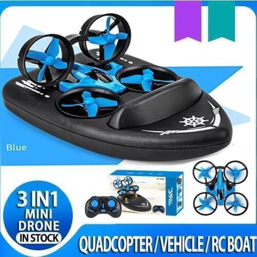 Mini Drone JJRC H36F 3in1 helicopter RC Boat car Quadcopter Vehicle Hovercraft Kids Toys For Sea Land and Air Dron VS S9 ufo