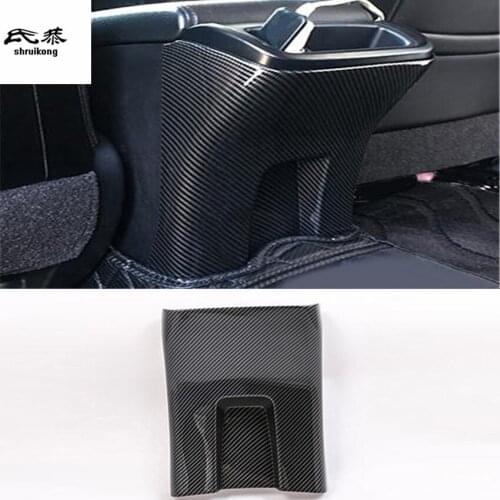 Car Sticker For 2015-2019 Toyota Fortuner N15 N16 1pc ABS Carbon Fiber Grain Or Wooden Central armrest Box Rear Decoration Cover