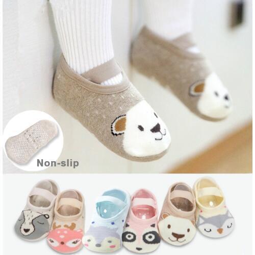 1 Pair Fashion Baby Girls Boys Cute Cartoon Non-slip Cotton Toddler Floor Socks Animal pattern First Walker Shoes for Newborns