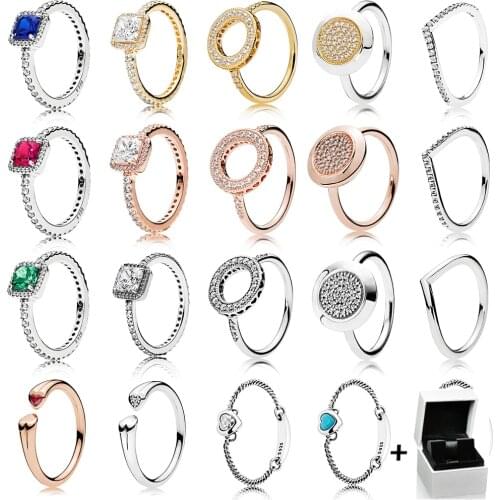 NEW 100% Authentic 925 Sterling Silver 20 Style Stackable Party Stars Rings for Women Original Brand Jewelry Gift with Box