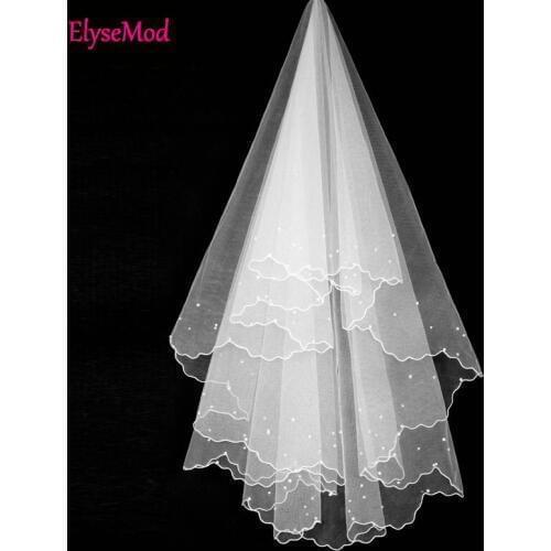 Wholesale 1.2 Meters White Wedding Veils Bridal Mrrige Short Pearl Soft Yarn Wedding Accessories Velos De Novia