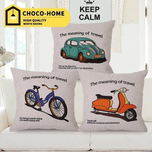 Original home cushion hold throw pillow old bike moto car flax sofa office car home decorative pillow neck roll simple 45*45cm