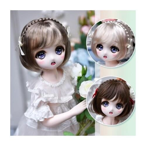 BJD Doll Wig suitable for 1/3 1/4 1/6 size cute everyday with super rose mushroom head doll accessories
