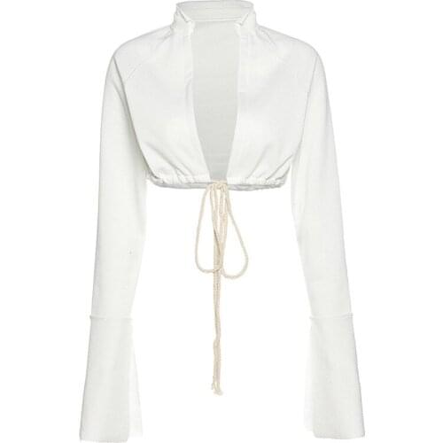 Casual Turtleneck Fashion Harajuku Streetwear Split Long Sleeve Shirt Fashion V-Neck Fashion Drawstring Bandage Tops