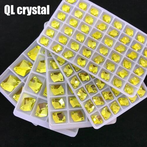 ALL Size Lemon Yellow Special-shaped Sew on Crystal Rhinestone Flatback for wedding Dress DIY clothes shoes bags accessories
