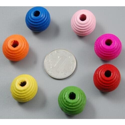 Mixed Color Natural Stripe Round Beads Wooden Ball Loose Spacer Wood Beads For DIY Necklace Jewelry Making Accessories