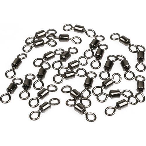 Ball Bearing Rolling Fishing Swivel Solid Rings Sea Fishing Hook Connector Pesca Fishing Lure Copper Stainless Steel #1-#14