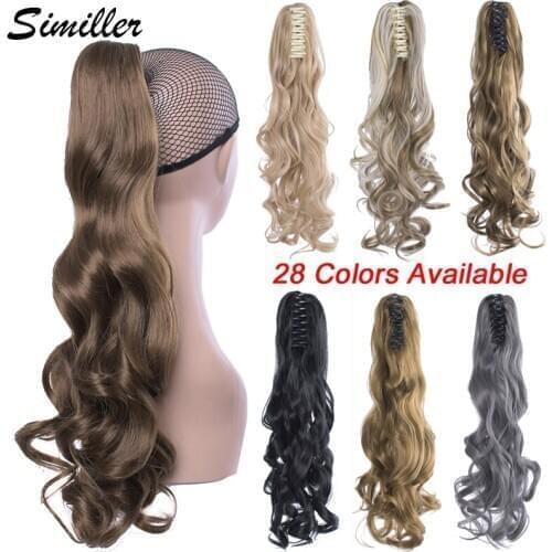 Similler Long Wavy Clip In Hair Extensions Blonde Black Pony Tail High Temperature Fiber Synthetic Hair Claw Ponytails 170g