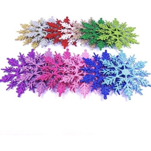 12 pcs Snowflake Party Supplies Decor Ornaments Christmas Decorations Christmas Snowflake Gold Powder Plastic 24pcs 10cm Snow