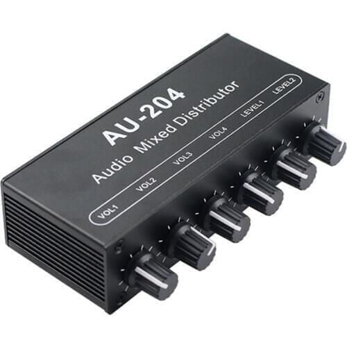 Stereo Mixer o (2 Input 4 Output) Push Four Headphones or External Power Amplifiers Volume Independent Control