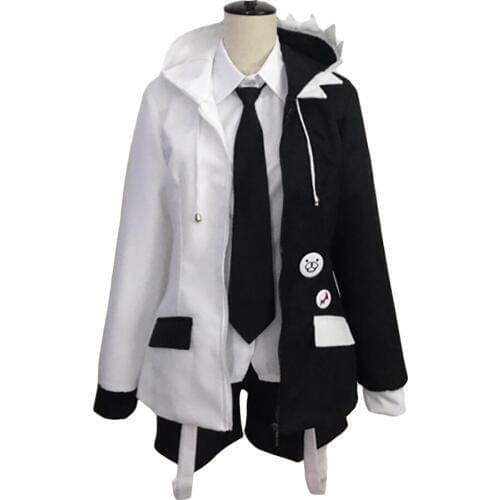 Super Dangan Ronpa 2 Danganronpa Monokuma Cosplay Costume Full Set Short White Wig