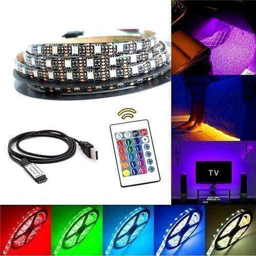 5V RGB LED Strip USB TV Backlight 5050 0.5/1/2/3/4/5m Led Light strip with IR RF control For Desktop PC Lamp Tape Diode Ribbon