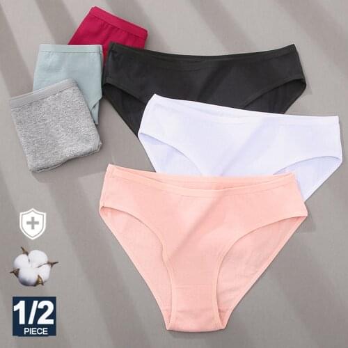 FINETOO Sexy Panties Women Underwear Cotton Panties Female Underpants Solid Color Soft Woman Briefs Cotton Pantys Lingerie M-XL