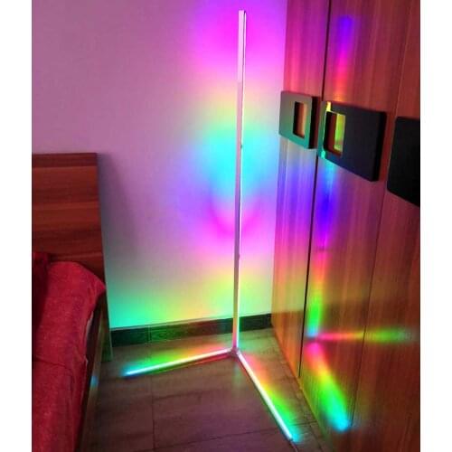 Corner Floor Lamp RGB Color Changing Standing Lamps Dimmable 60" Tall Reading Lamp with Bluetooth App or Music or Remote Control