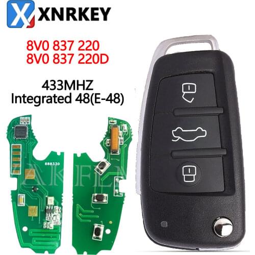 3 Button Remote Car Flip Key 433MHz Fob for AUDI A2 A4 S4 Cabrio Quattro Avant 2005 2006 2007 2008 with 48 Chip 8E0 837 220K