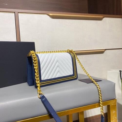 Women Luxury Designer Genuine Leather Shoulder Bag Fashion Crossbody Bag Ladies Brand Stripe Chain Classic Small Purse New 2021