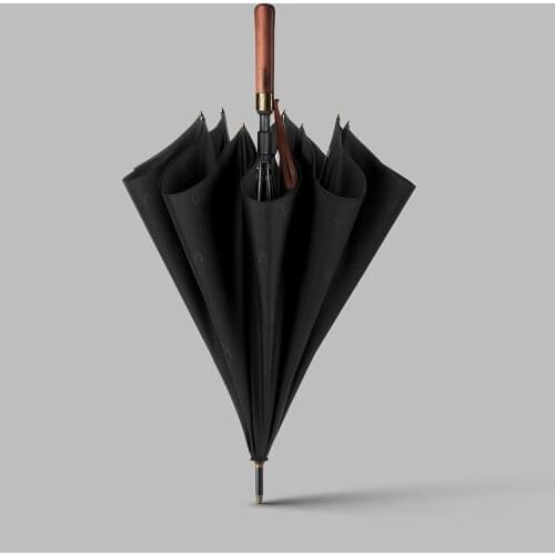 Mans Outdoor 8K Wooden Long Handle Double-decker 122cm Big Umbrella Automatic Windproof Business Umbrella Parasol Rain Gear