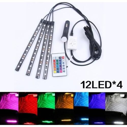 1set 12LED Car Interior Decoration Sole Car Atmosphere Light Colorful Interior RGB Lighting Ambient Light