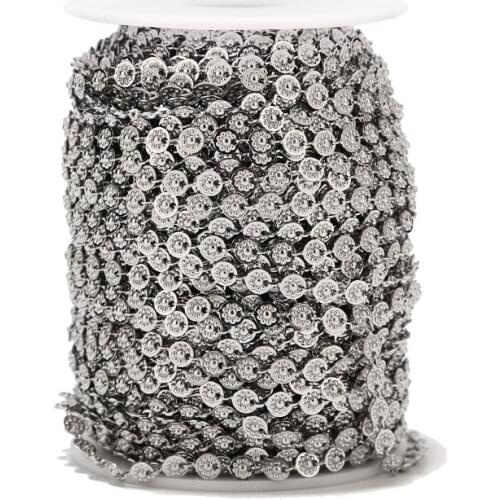 1Meter 5mm Width Stainless Steel Round Flower Charm Chain Handmade Link Chains For DIY Necklaces Bracelets Jewelry Making