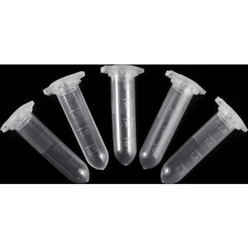 100Pcs 2ml Clear Plastic Vials Container Snap Cap Centrifuge Tubes Vials Sample Lab Container