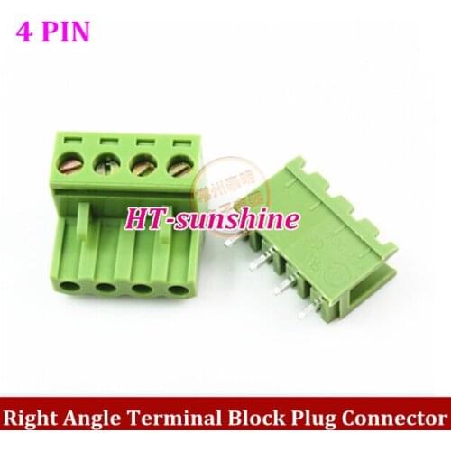 100 piece 5.08mm Pitch Right Angle 4 pin 4 way Screw Terminal Block Plug Connector 2EDG5.08-4pin