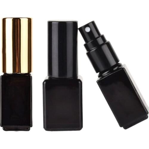 100pcs 3ml 5ml Glass Spray Bottle Sample Vials Portable Mini Perfume Atomizer Gold Silver Black Cap