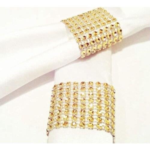 100 Pcs Gold Silver Napkin Ring Chairs Buckles Crafts Rhinestone Bows Holder Handmade Party Supplies Wedding Event Decoration