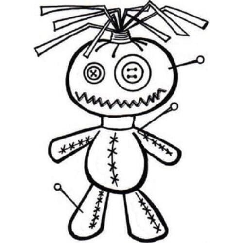 11*15.2CM Cute Voodoo Doll Car Stickers Vinyl Decals Cartoon Car Styling Black/Silver C7-1103