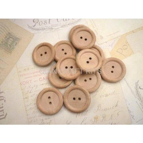 200pcs Large Round Wooden Buttons light natural color wood decor 30mm wholesale free shipping