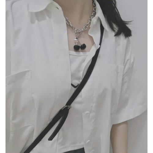 2021 New fashion cherry pendant metal necklace for women simple statement harajuku accessories neck chains jewelry for women