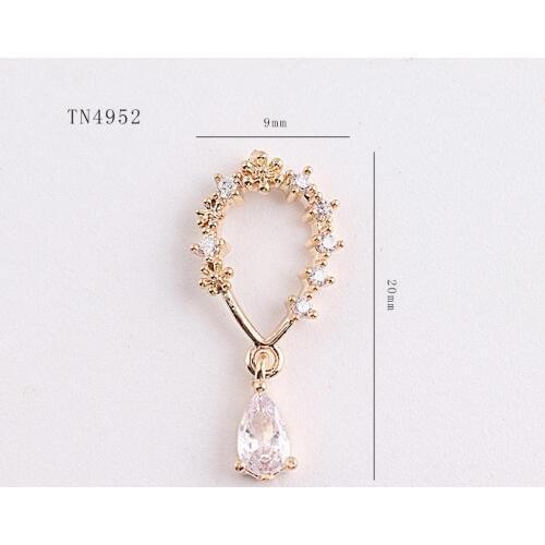 5pcs Water Drop pendant Gold Zircon Pearl Nail art jewelry nails decorations crystal Manicure zircon diamond nail Charms TN4952