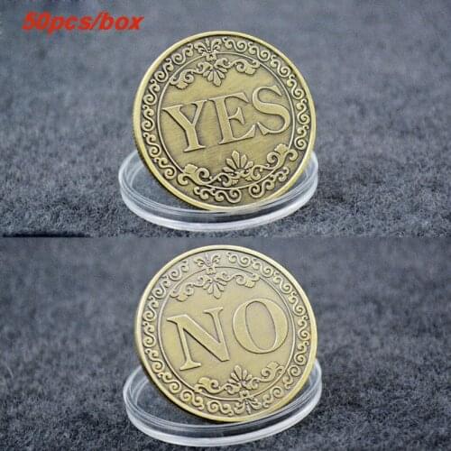 50pcs/box YES or NO Letter Commemorative Coin Floral Ornaments Collection Arts Lucky Coin challenge Coins Gifts Souvenir
