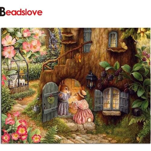 Diamond Painting Full Square rabbit family 5D DIY Diamond Embroidery Mosaic Picture Of Rhinestone Animal Christmas Decoration