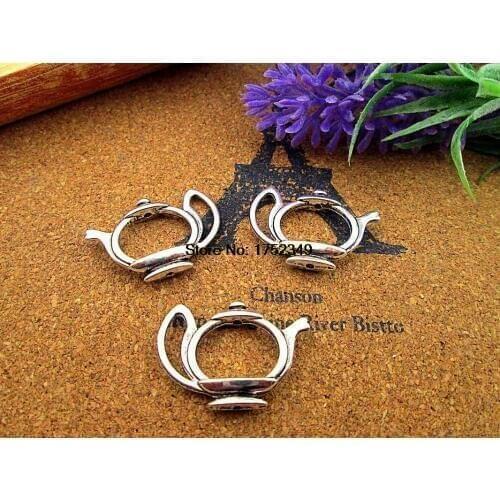60pcs 19*23mm Antique silver mini Hollow Teapot Charm Pendants