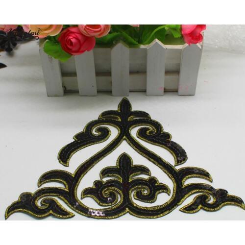 Iron On Appliques 3 Pcs/Lot Sequined Embroidery Patches Party Decoration 3D Vintage Metallic Cosplay Costumes Diy Trims 19*17cm