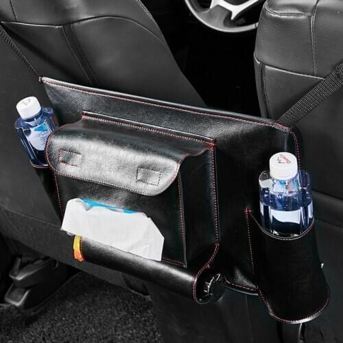 Car Leather Pocket Handbag Holder Organizer Seat Side Storage Mesh PU Bag Car Pocket Handbag Holder Stowing Tidying