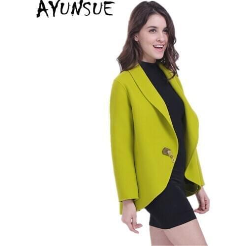 AYUNSUE 2020 Casual Double side Cashmere Womens Coats Wool Coat Female Autumn Winter Coat Women Overcoat manteau femme H396A