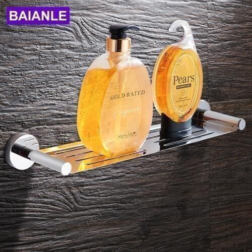 BAIANLE Stainless Steel wall mounted Chrome Bathroom Shelf high quality Hardware Accessories